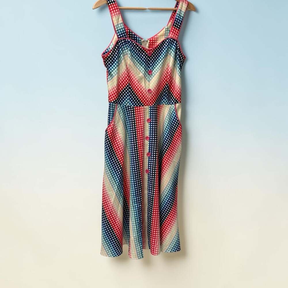 Voodoo Vixen Serene Rainbow Gingham Flare Dress